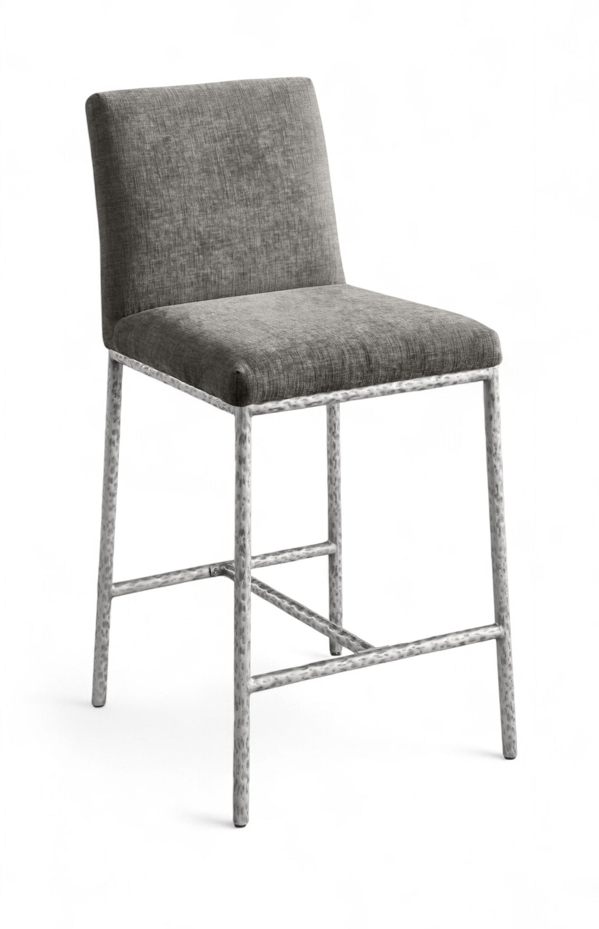 Reeves - Chenille Fabric Upholstered Counter Stool (Set of 2) - Silver Base