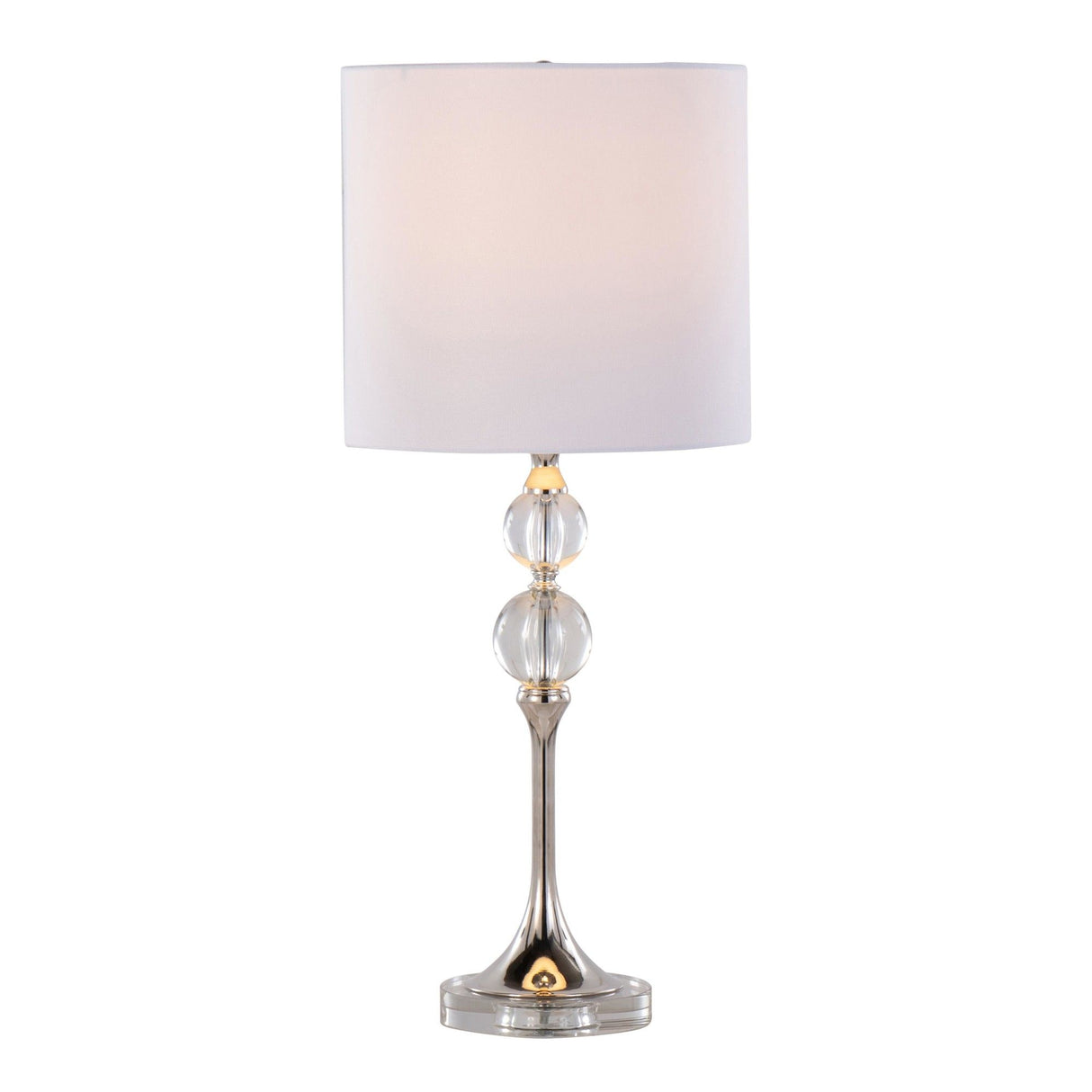 Clara - 26" Table Lamp (Set of 2) - Clear Crystal And Polished Nickel With White Linen Shade