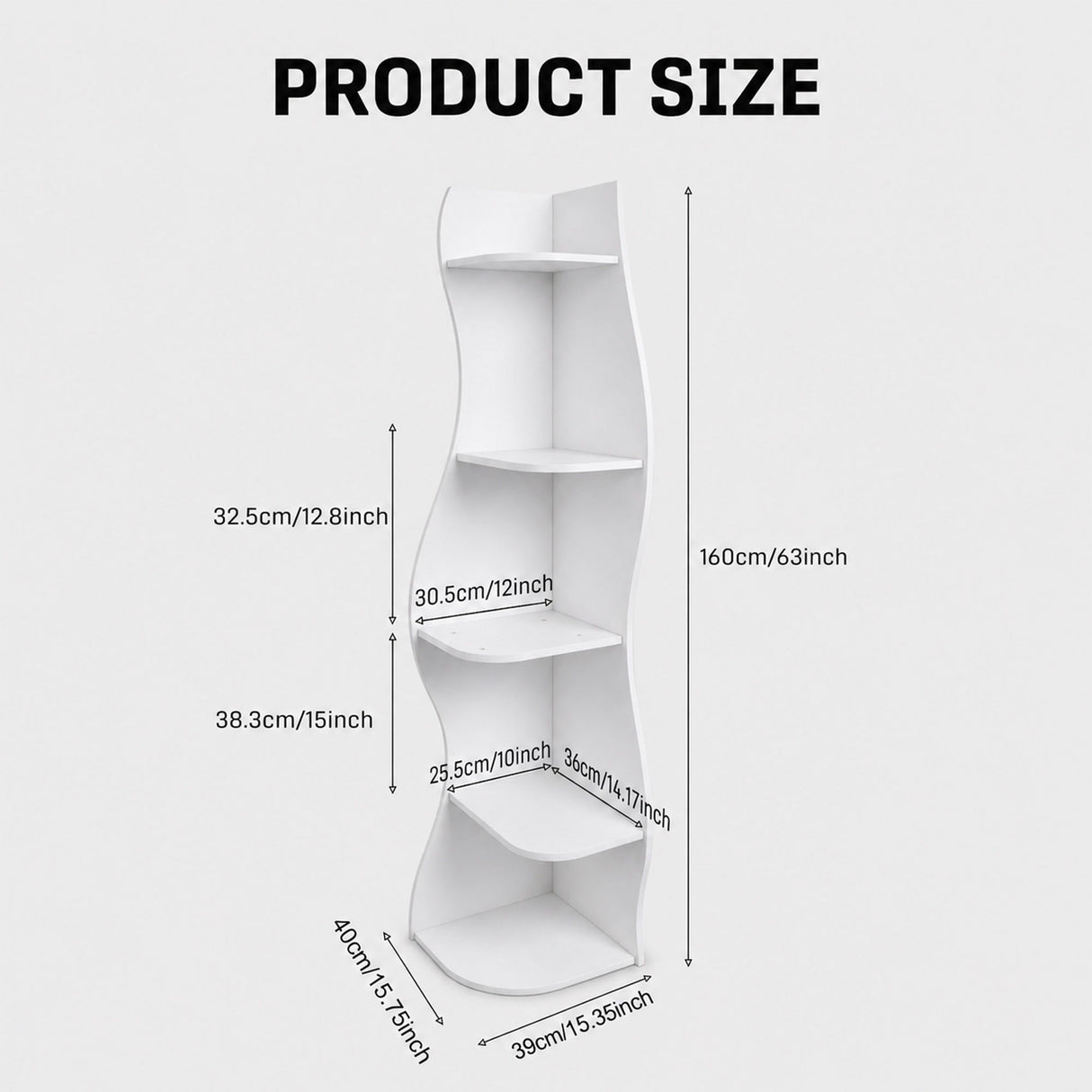 5 Tier S - Shaped Corner Shelf For Living Room