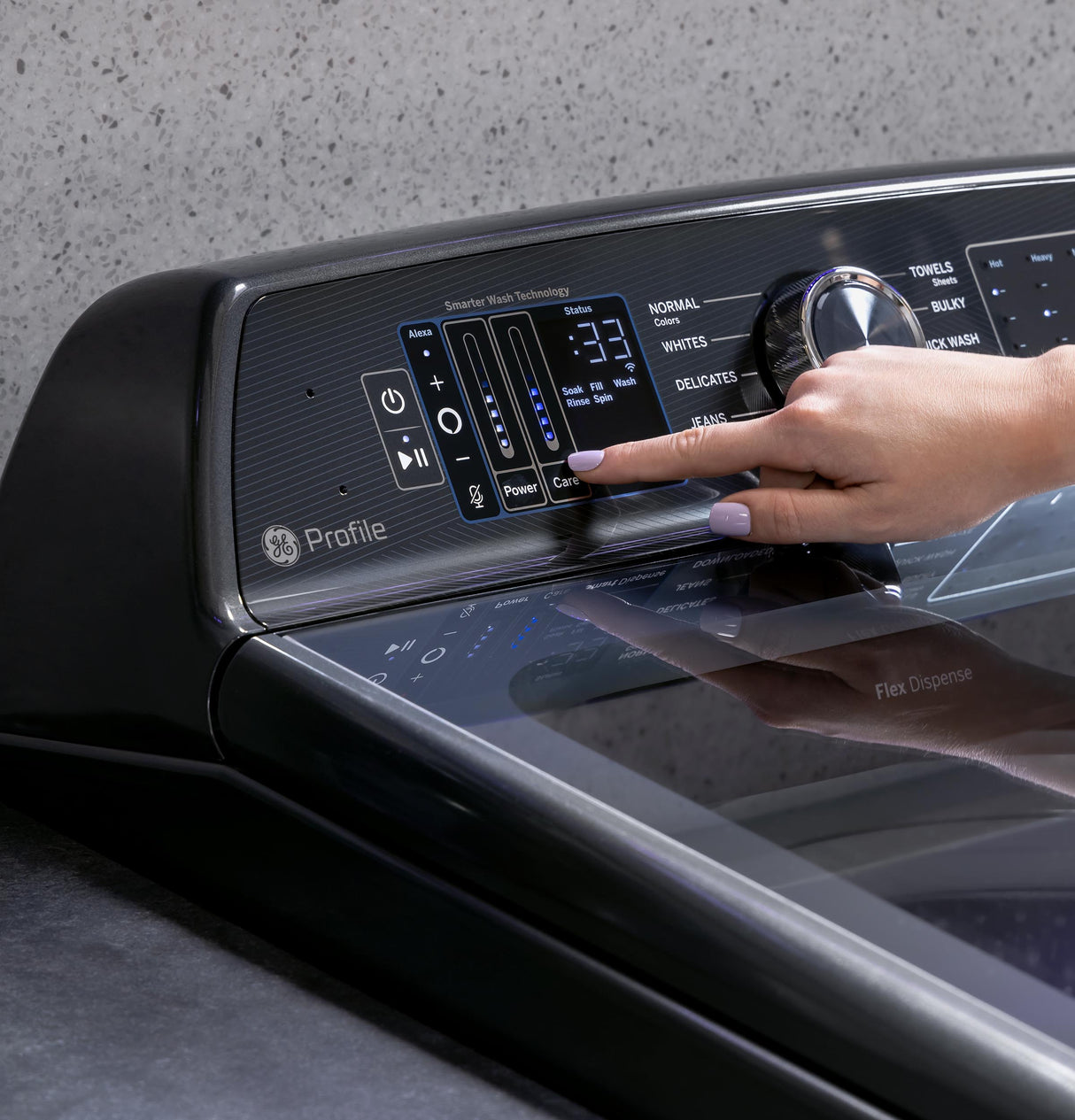 GE Profile(TM) ENERGY STAR(R) 5.3 cu. ft. Capacity Washer with Smarter Wash Technology and FlexDispense(TM) - (PTW905BPTDG)