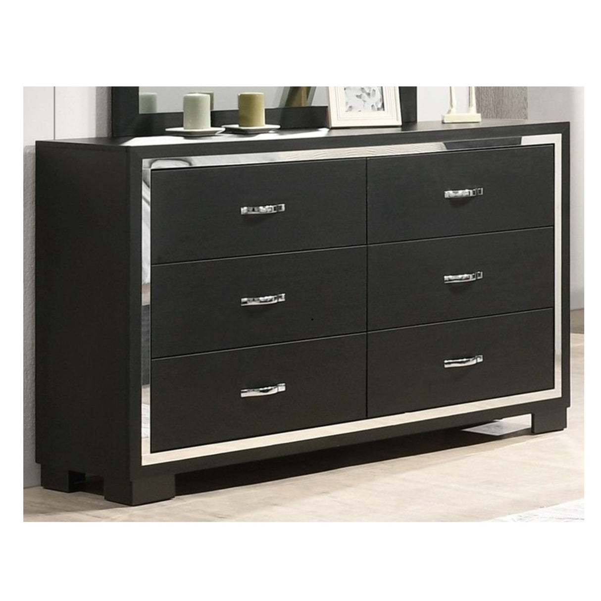 6 Drawer Dresser With Handles Bedroom Furniture - Black