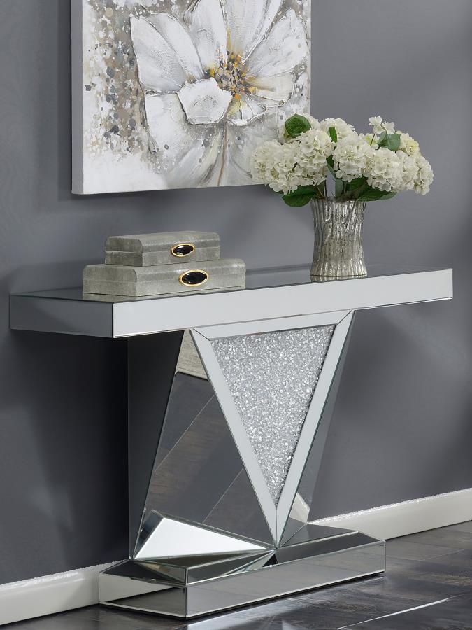 Amore - Mirrored Acrylic Entryway Sofa Console Table - Silver