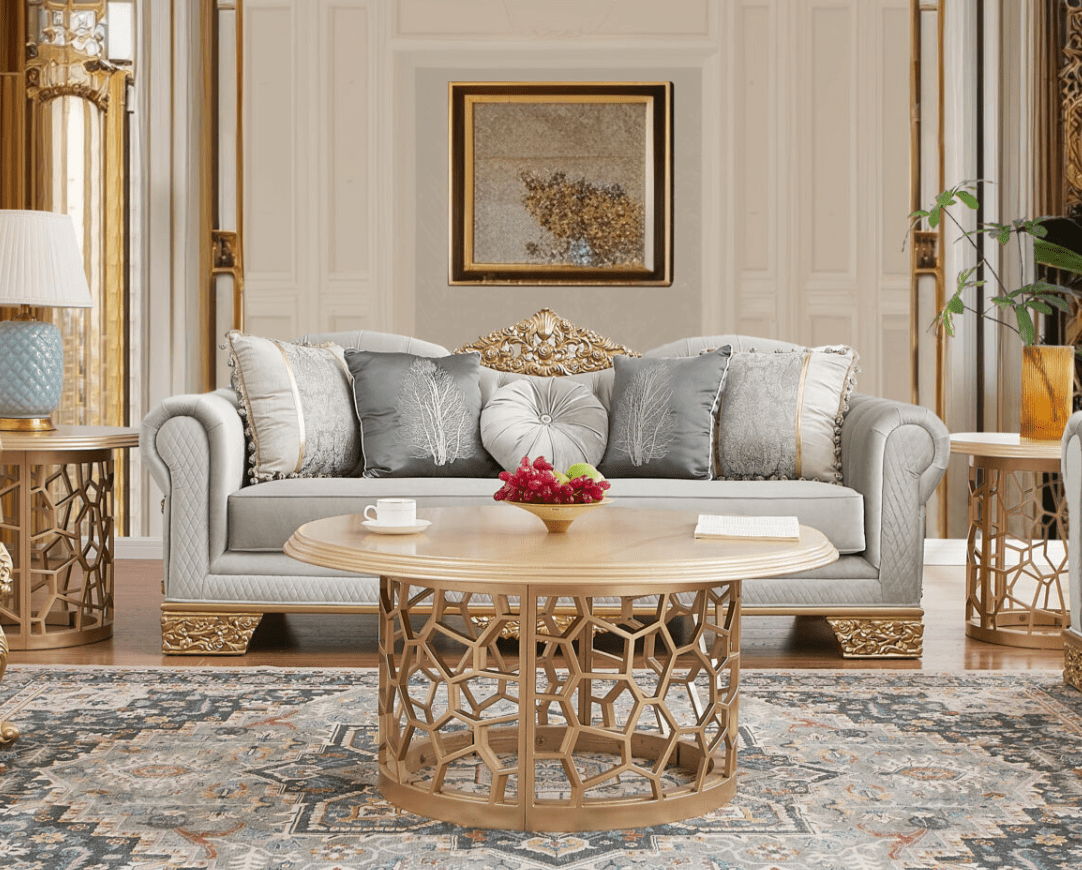 HD-9041 - Sofa - Gray / Gold