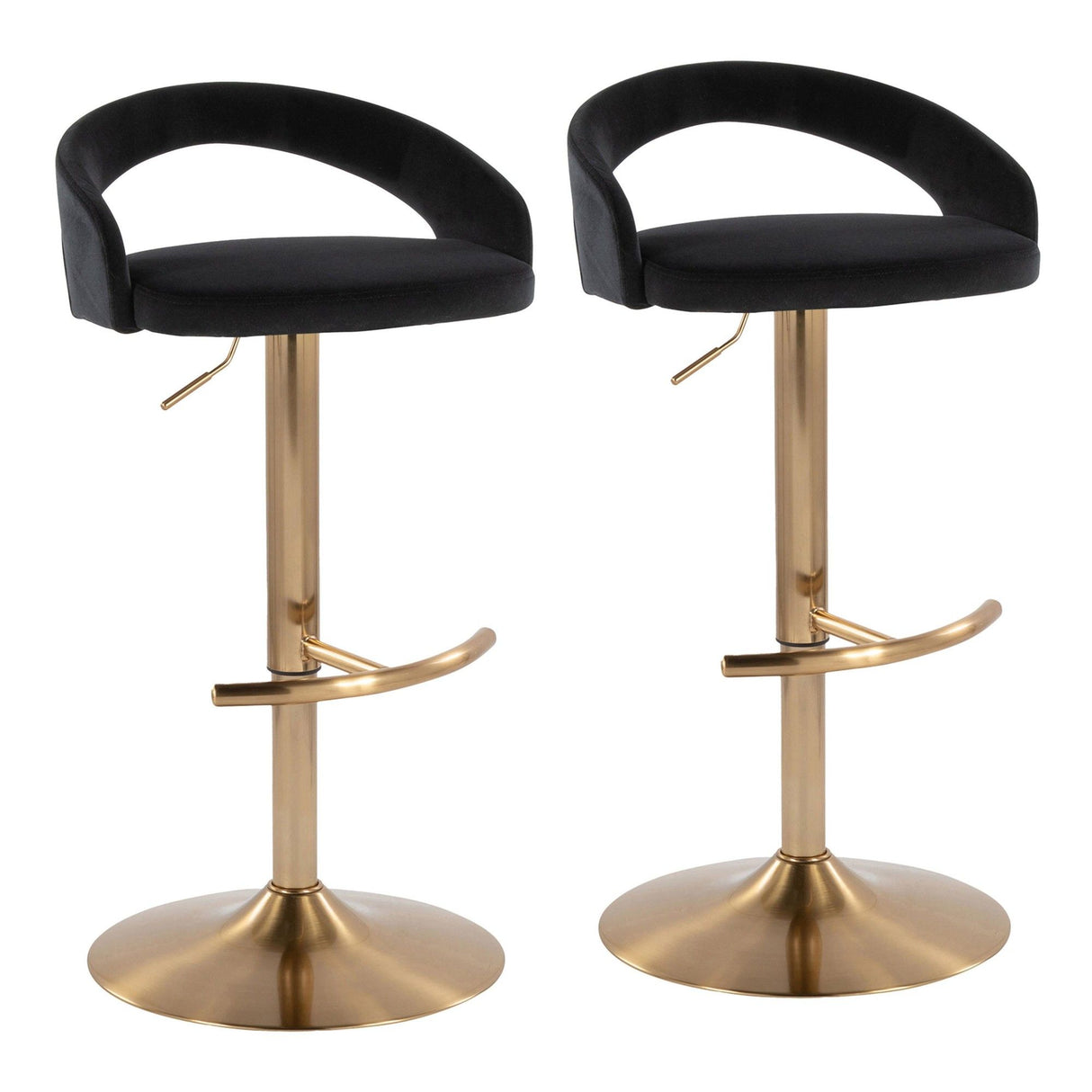 Grotto - Upholstered Adjustable Barstool - Gold Metal Base