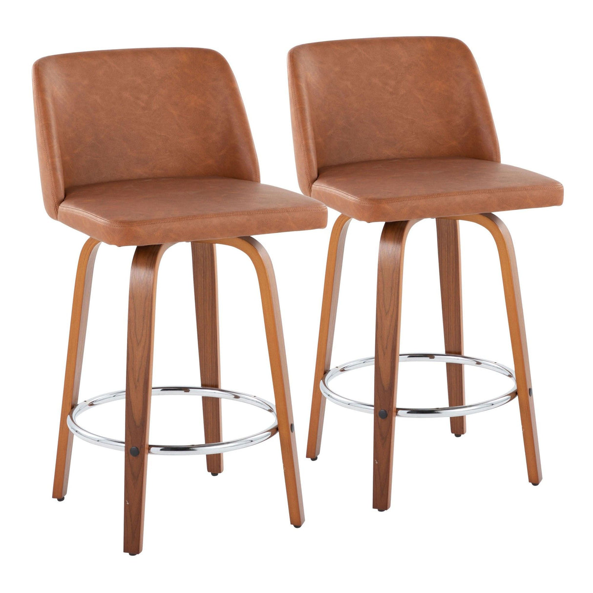 Toriano - 26" Fixed-Height Counter Stool (Set of 2) - Camel And Walnut