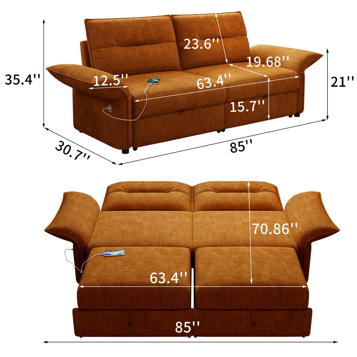 Sofa Bed With Convertible Design, Living Room Furniture