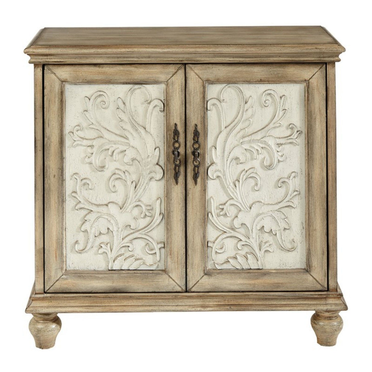Driscoll - 2 Door Cabinet With Floral Design - Reclaimed Natural