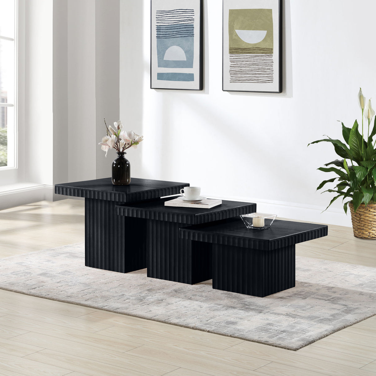 Spencer - Oak Veneer 3 Piece Coffee Tabl
