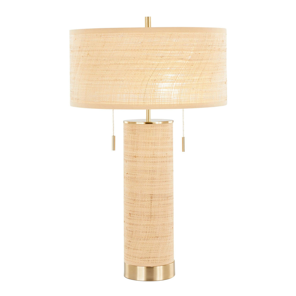 Cylinder - Rattan 29" Rattan Table Lamp - Royal Gold And Natural Rattan from Grandview Gallery