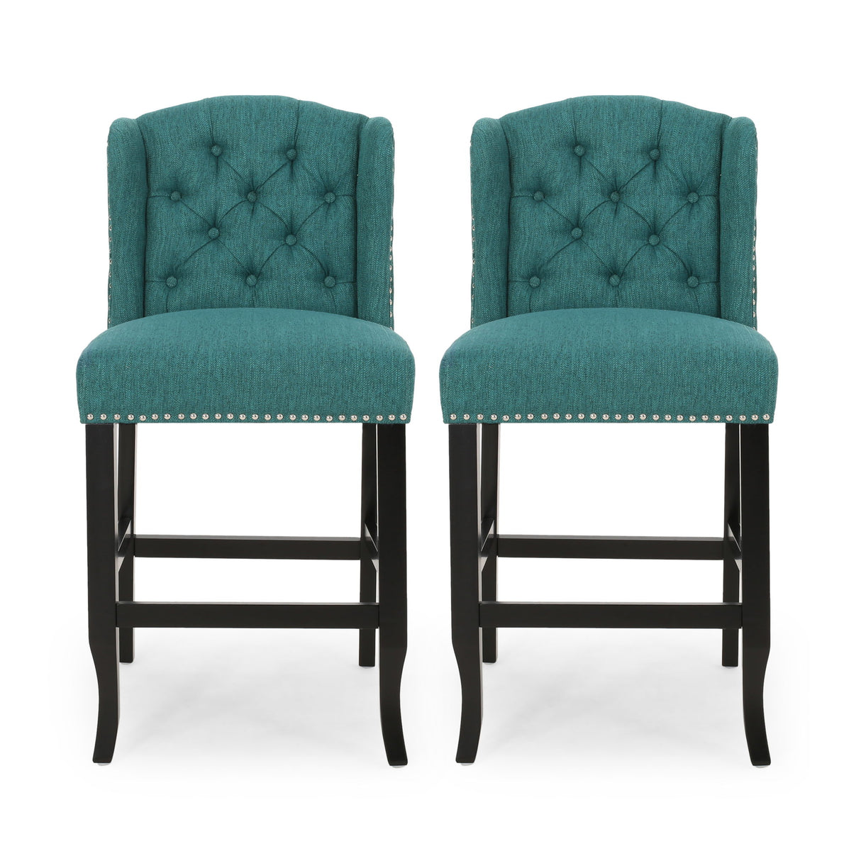 Vienna - Fabric Tufted Counter Stool With Nailhead Accents (Set of 2)