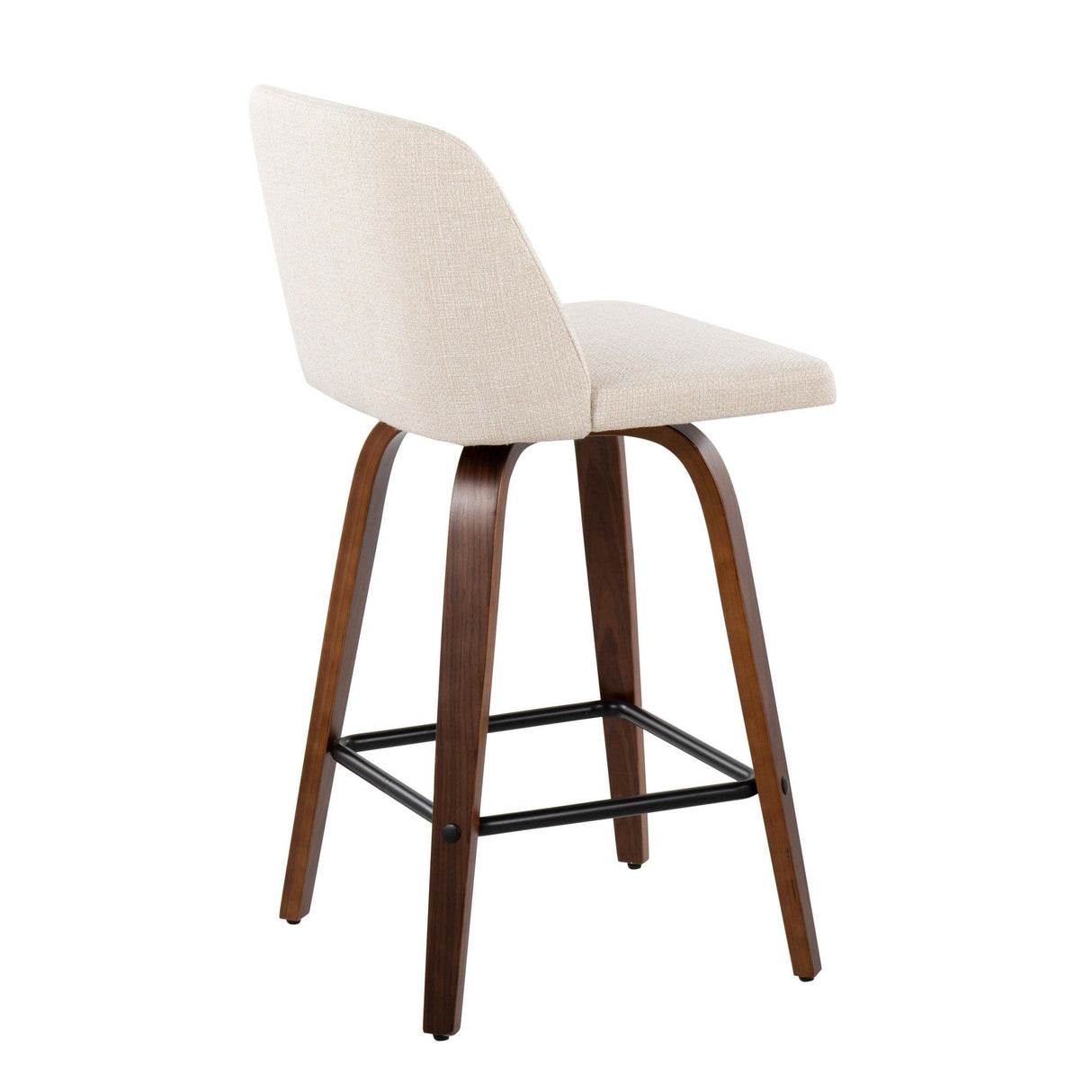 Tintori - Fixed-Height Counter Stool (Set of 2) - Walnut Wood And Square Footrest