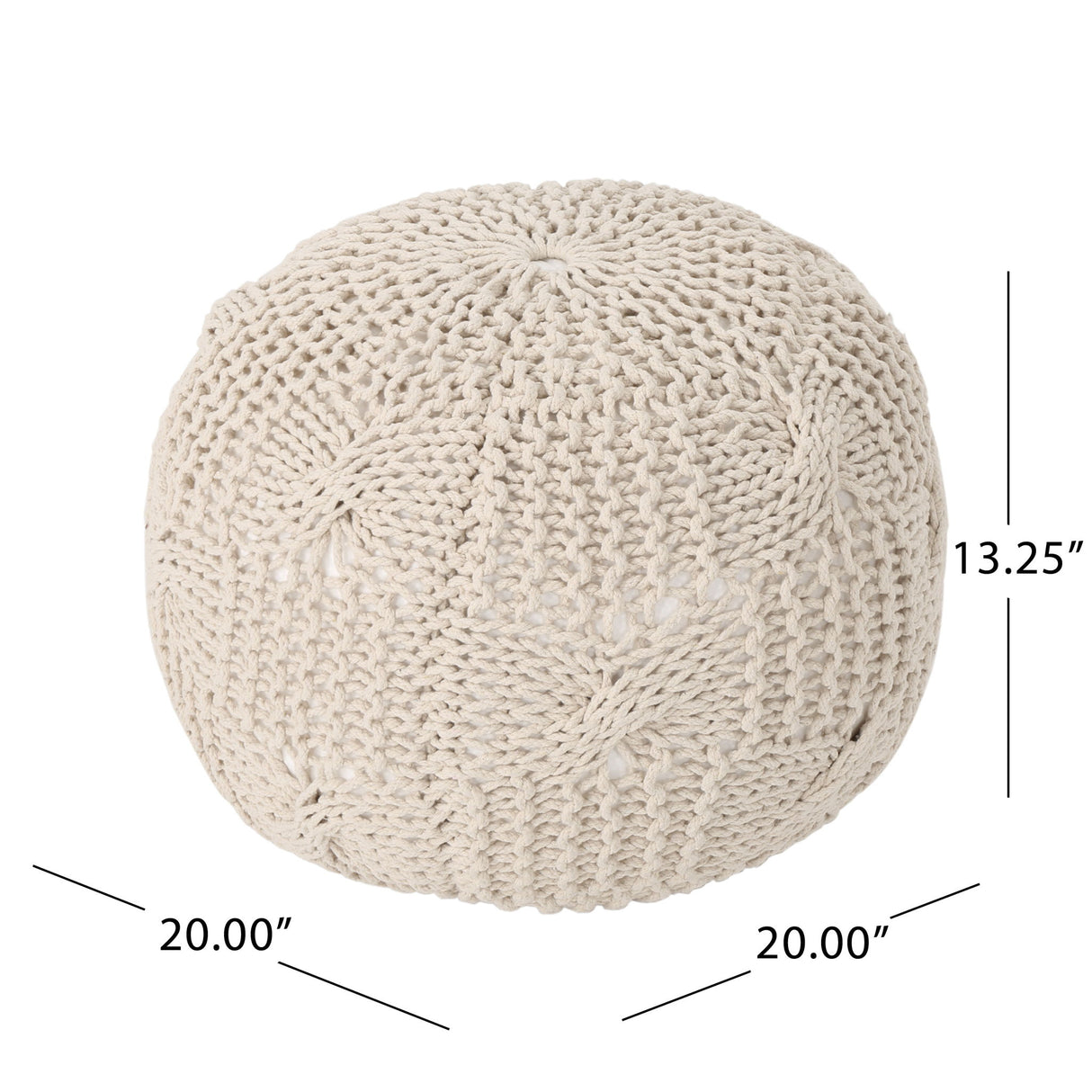 Bordeaux - Knitted Cotton Round Pouf