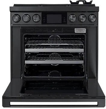 Dacor DOP36C86DLM/DA 36 inch dual fuel range graphite stainless steel - angled product photo