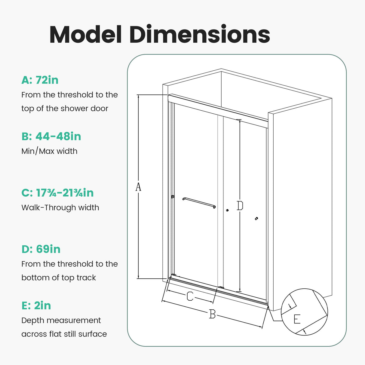 Semi Frameless Double Sliding Shower Door With Tempered Glass