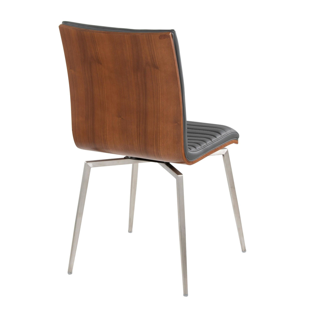 Mason - Contemporary Swivel Dining / Accent Chair (Set of 2) - Stainless Steel, Walnut Wood