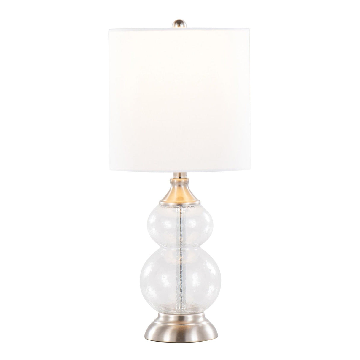 Belle - Contemporary Glass Accent Lamp (Set of 2) - Clear Wrinkle Glass, Brushed Nickel And White Linen Shade From Grandview Gallery