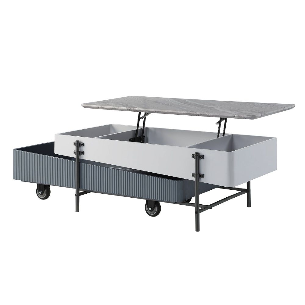 Wilkins - Coffee Table With Lift Top - Gray & White High Gloss