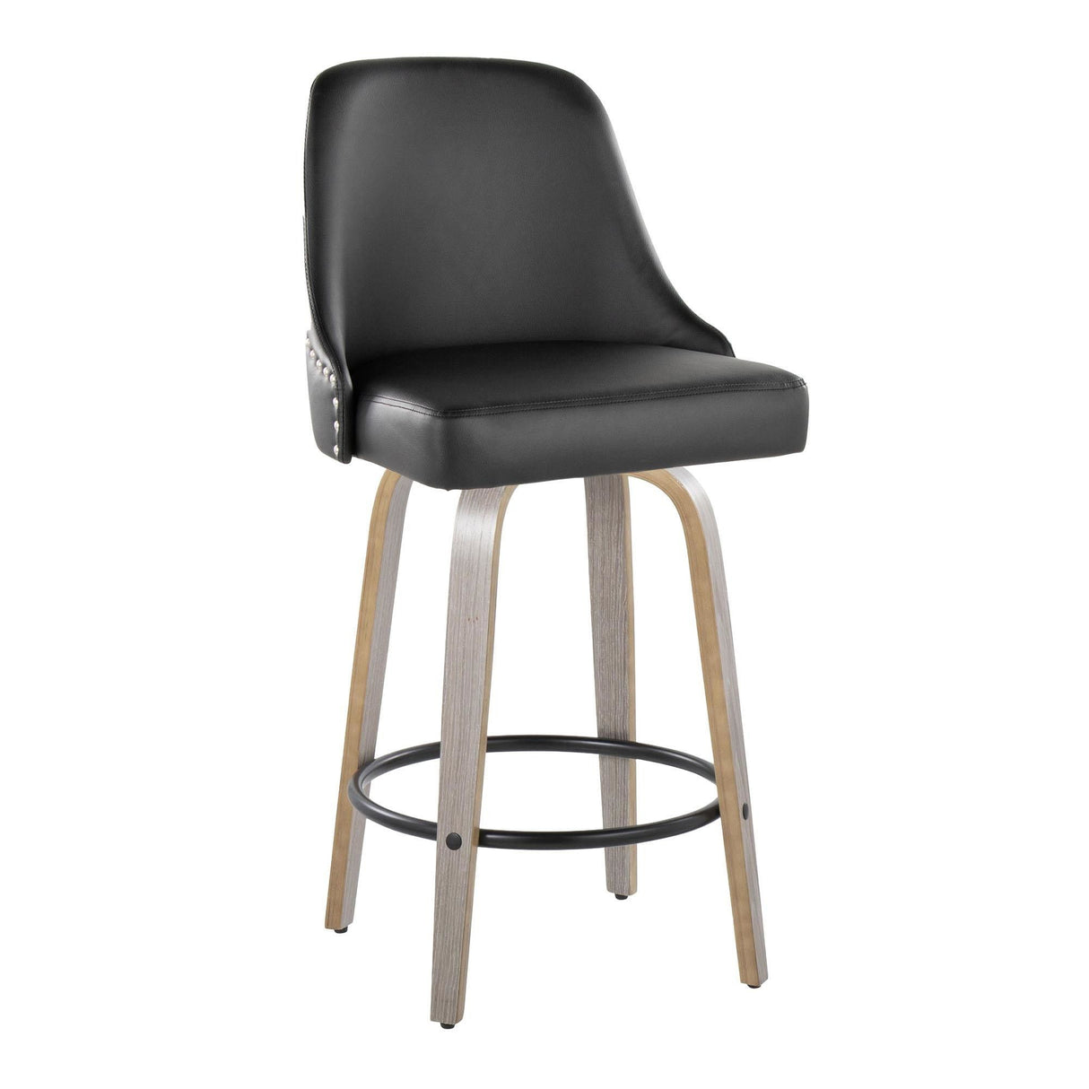 Marcel - Studded-Transitional Fixed-Height Swivel Counter Stool (Set of 2)