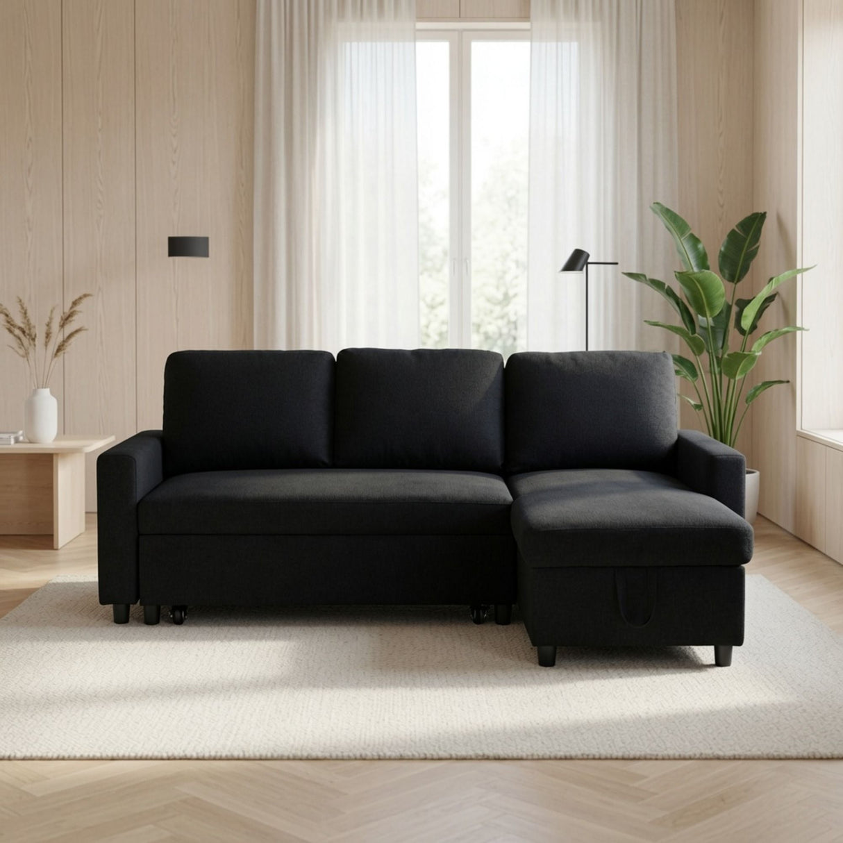 L - Shaped Convertible Sofa Bed With Storage Chaise
