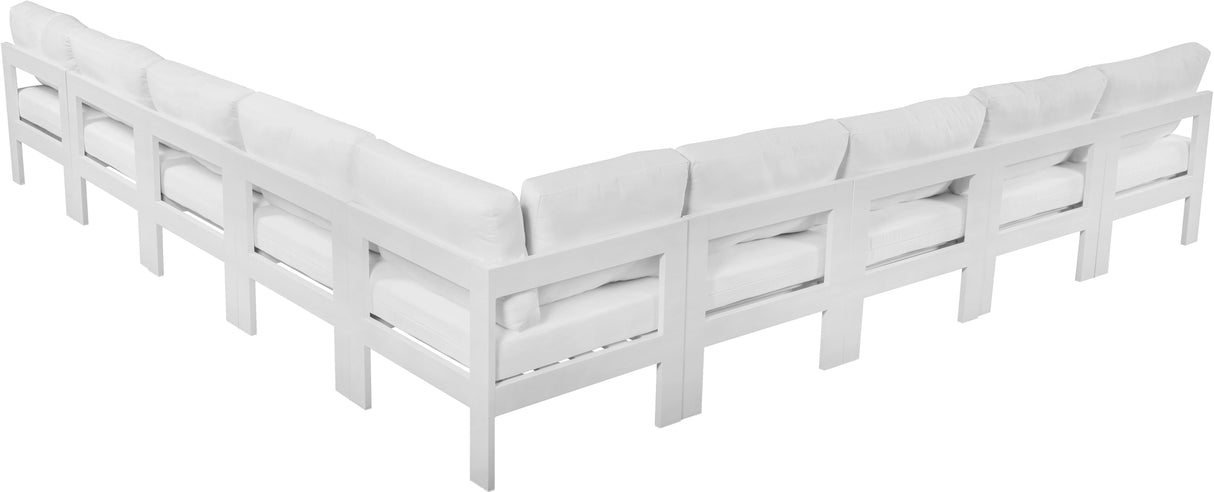 Nizuc - Outdoor Patio 9 Piece Modular Sectional With White Frame
