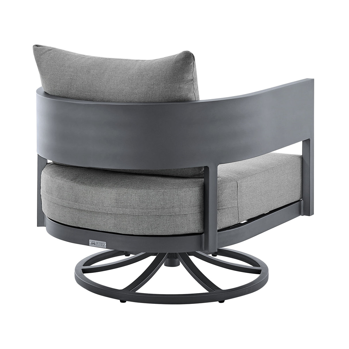 Argiope - Outdoor Patio Swivel Rocking Chair - Gray Aluminum With Cushions