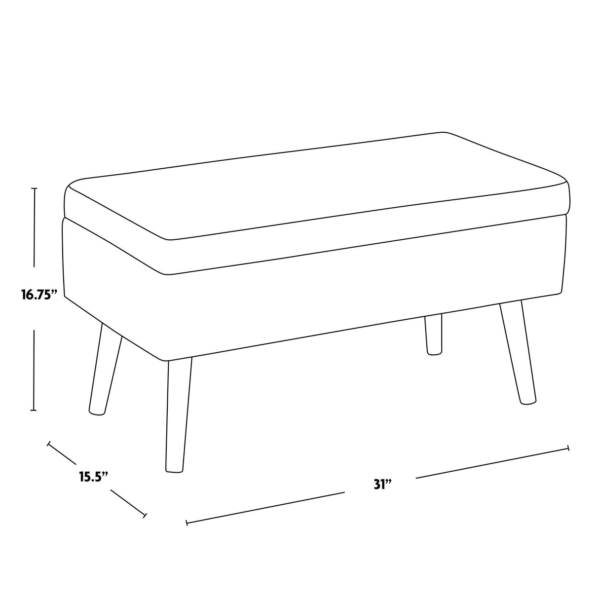 Storage - Bench - Brown Wood, Dark Green Fabric