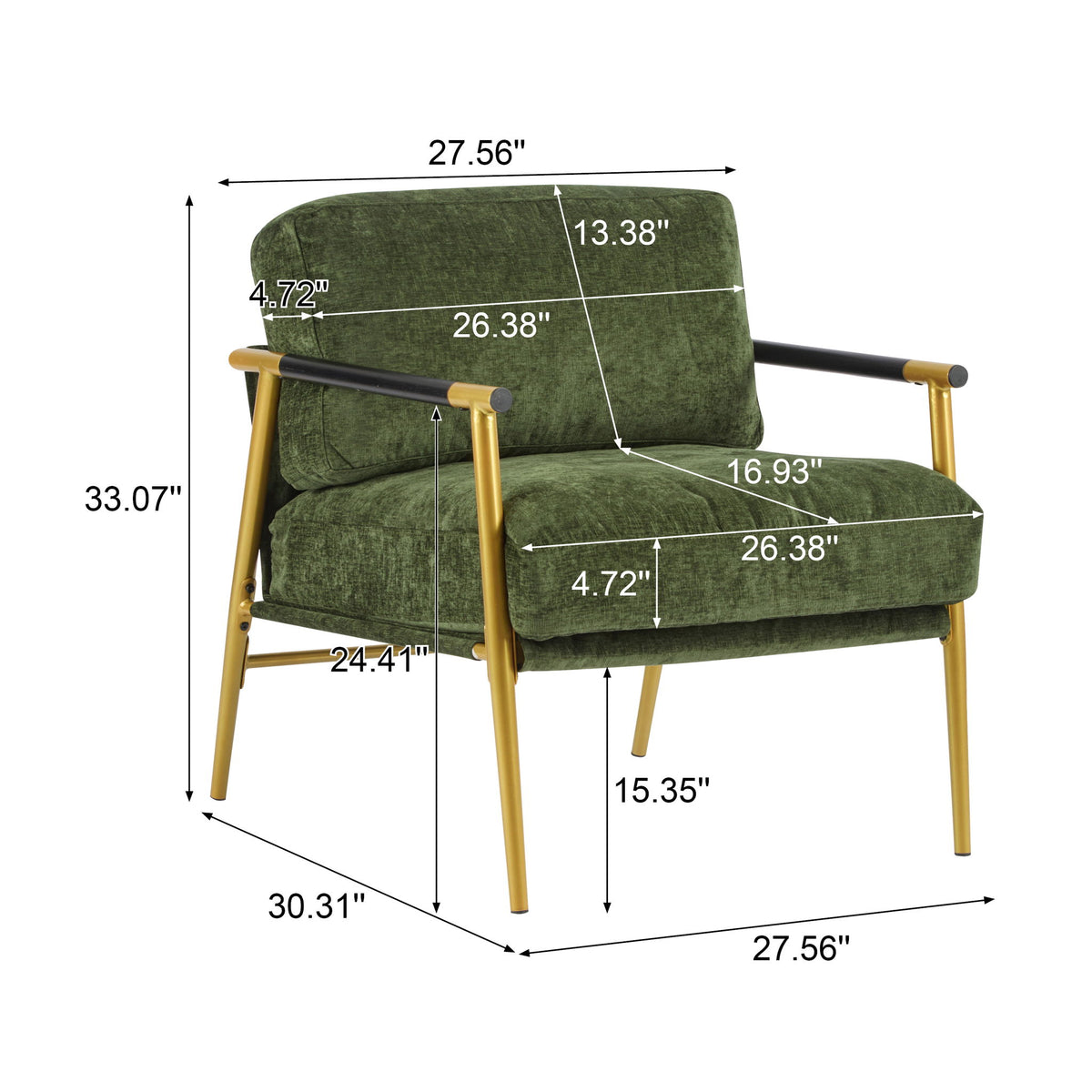 Modern Accent Chair With Cushions, Cozy Seating