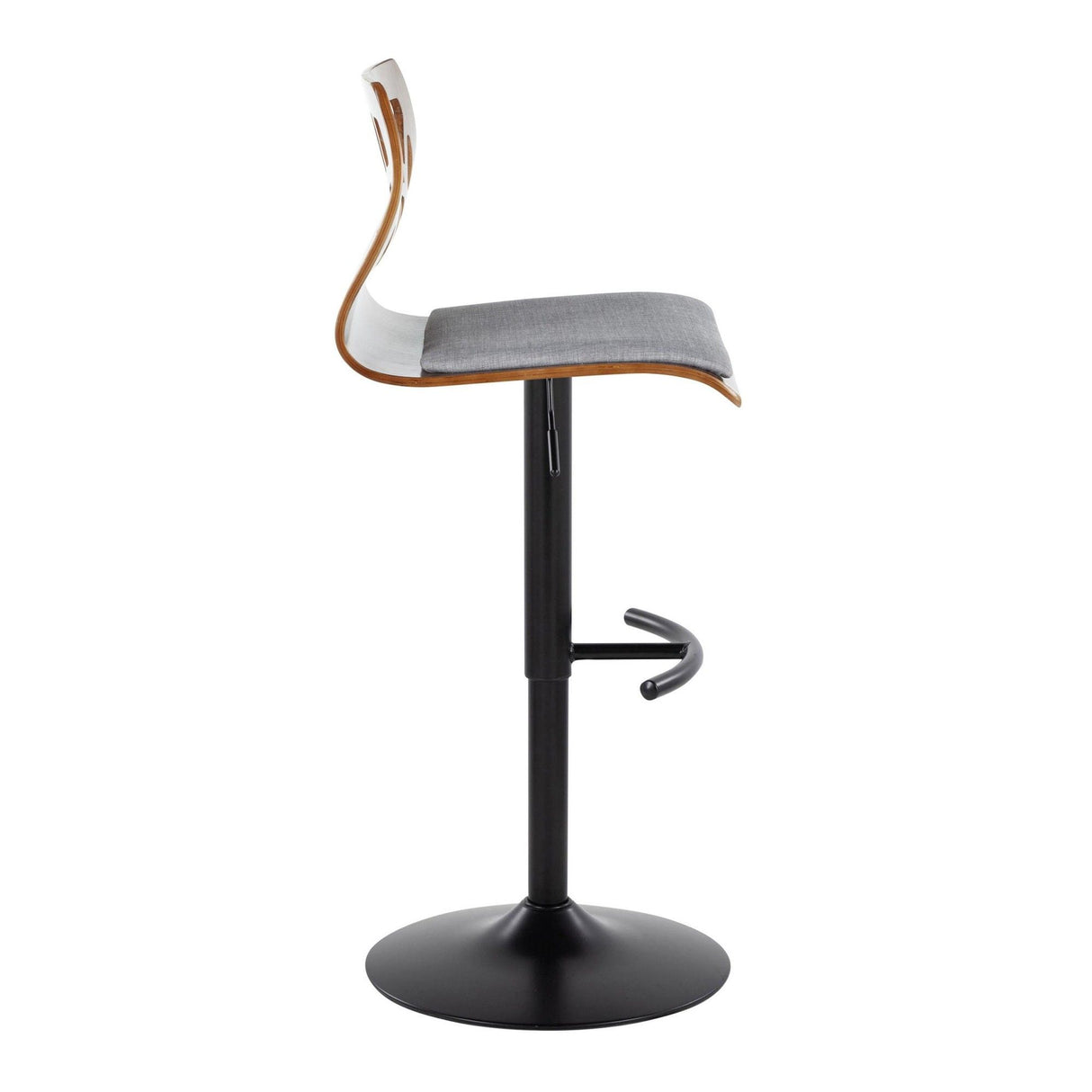 Folia - Adjustable Swivel Barstool (Set of 2) - Black Metal And Walnut Back