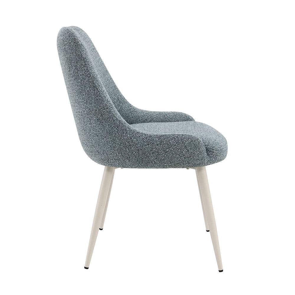 Laela - Side Chair Set of 2) - Light Blue Boucle & White