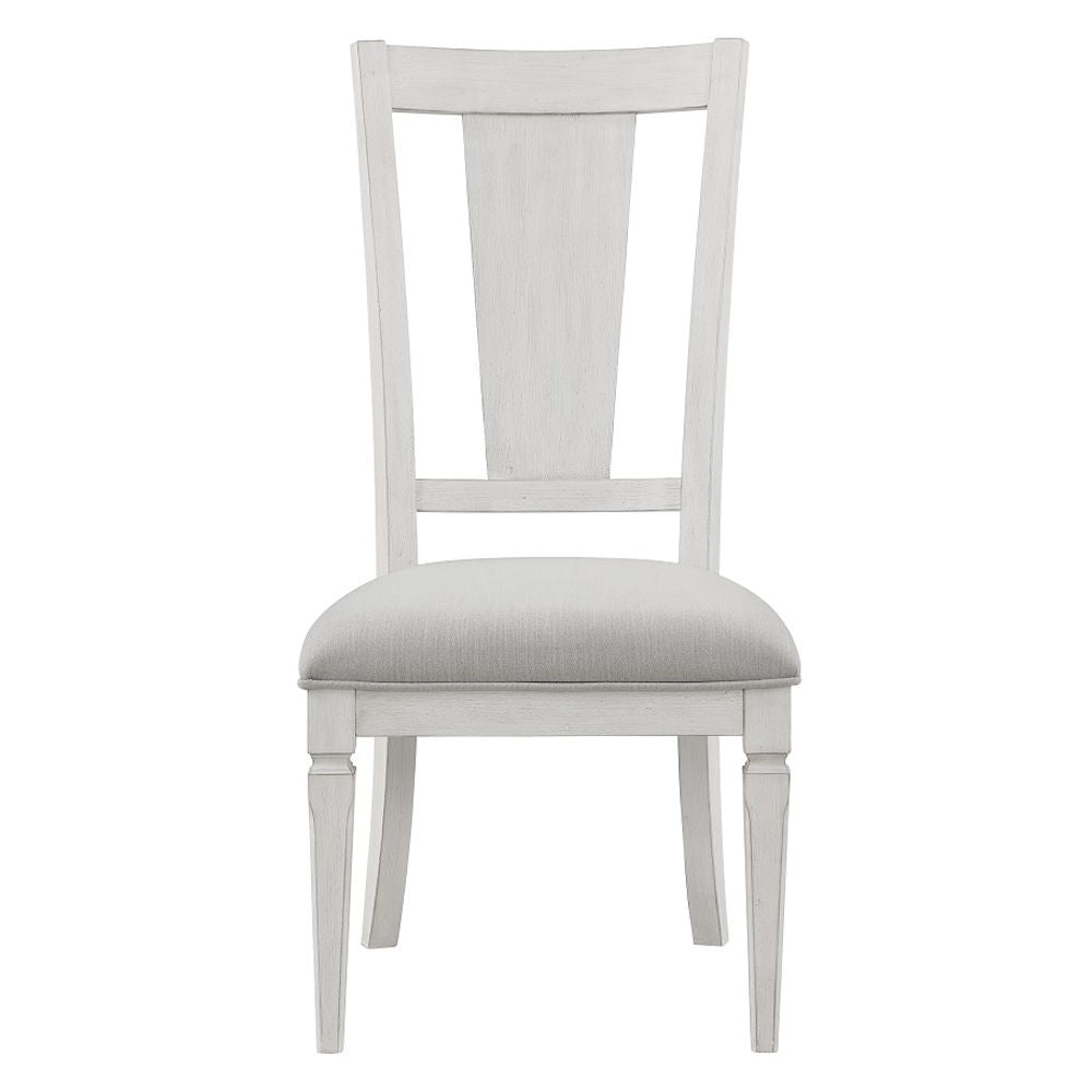 Katia - Side Chair Set of 2) - Light Gray Linen & Weathered White