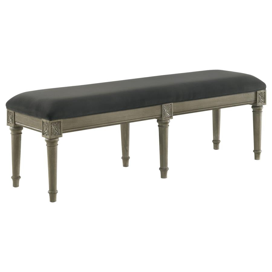 Alderwood Upholstered Bench French Grey - (223126)