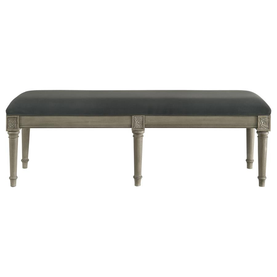 Alderwood Upholstered Bench French Grey - (223126)