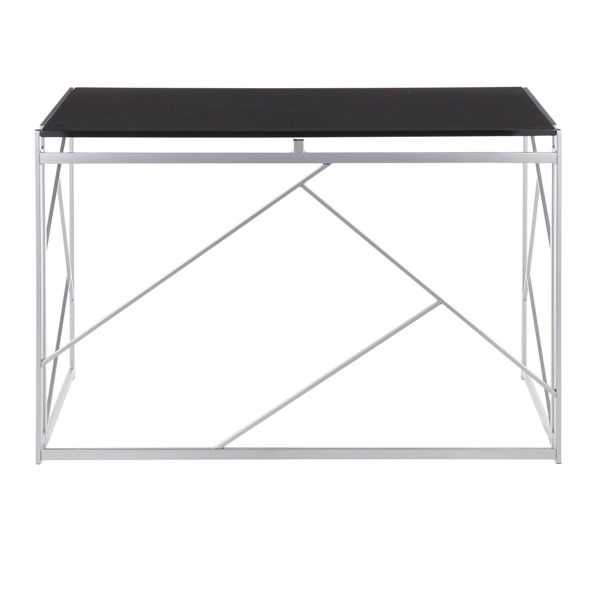 Folia - Contemporary Desk - Silver Metal And Black Wood