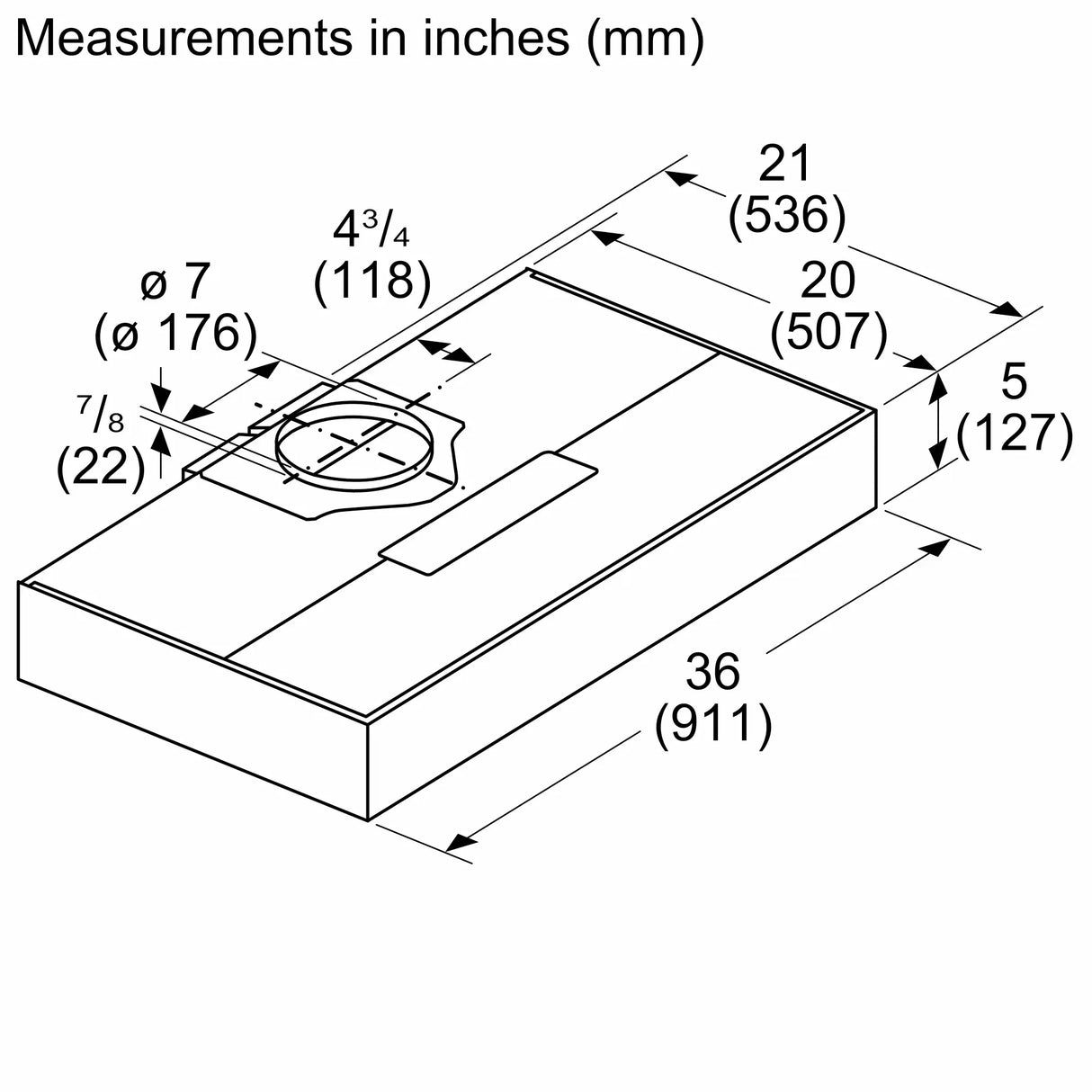 Bosch DUH56353UC dimension line drawing