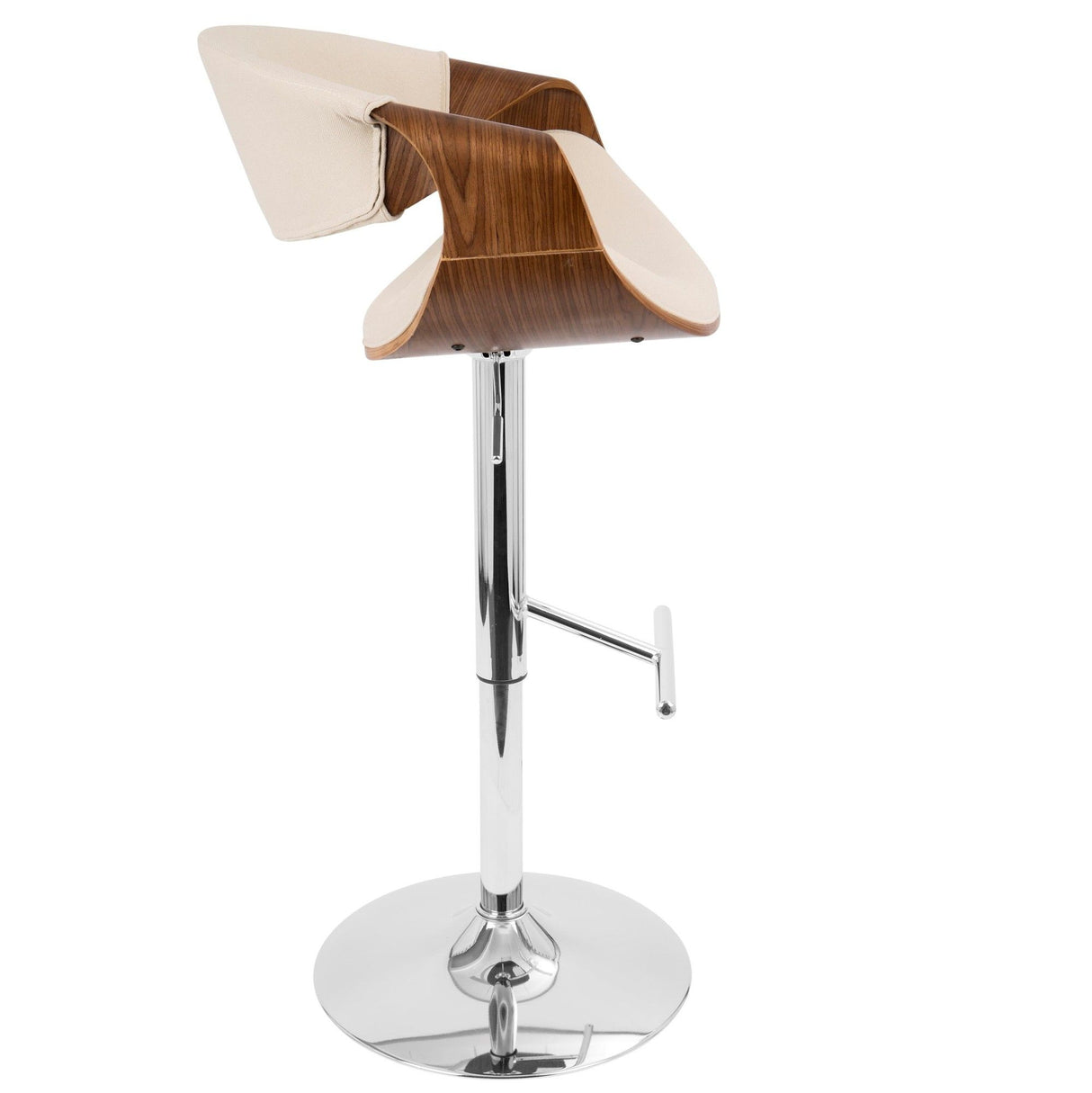 Curvo - Adjustable Barstool - Walnut And Cream