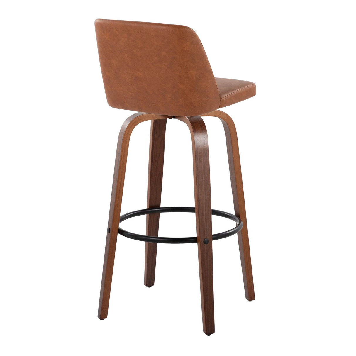 Toriano - 30" Faux Leather Fixed-Height Barstool (Set of 2) - Walnut & Chrome Base
