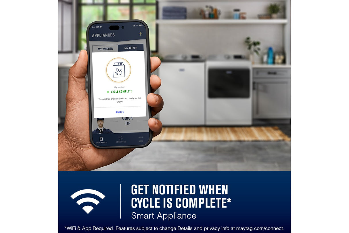 Maytag top load laundry pair in use