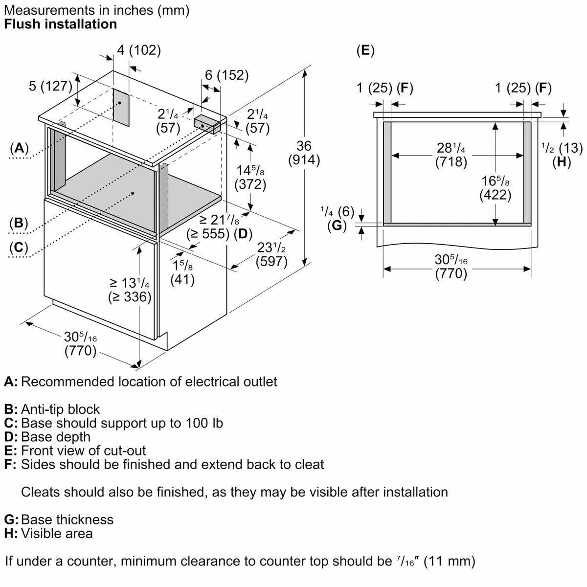 Bosch HMD8054UC drawer microwave installation diagram