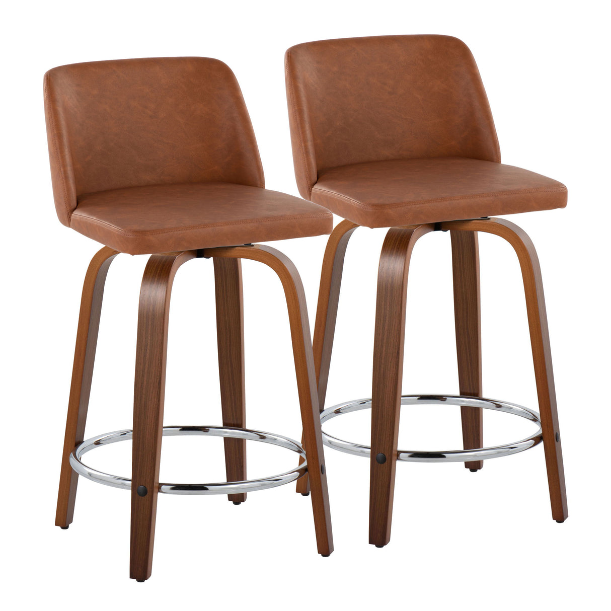 Toriano - 24" Fixed-Height Counter Stool (Set of 2) - Walnut And Camel