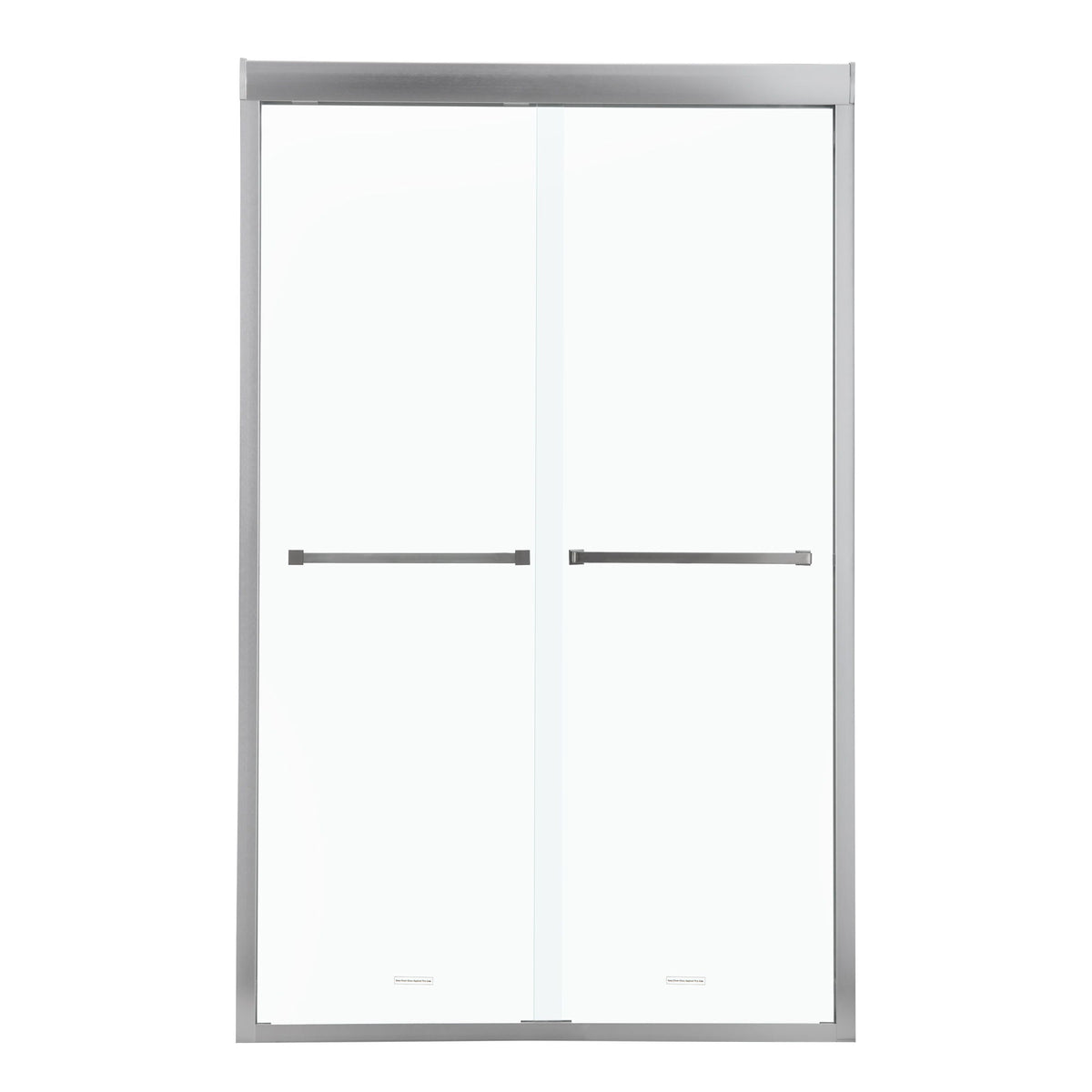 Modern Semi Frameless Bypass Sliding Shower Enclosure - Brushed Silver