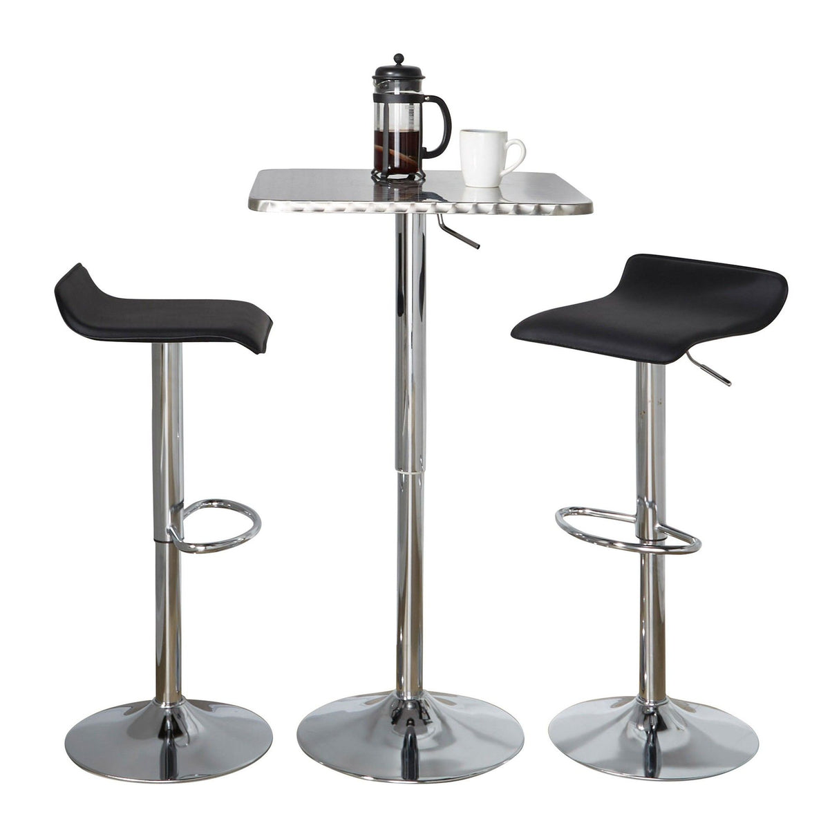 Bistro - Square Ale 3 Piece Bar Set - Chrome Metal