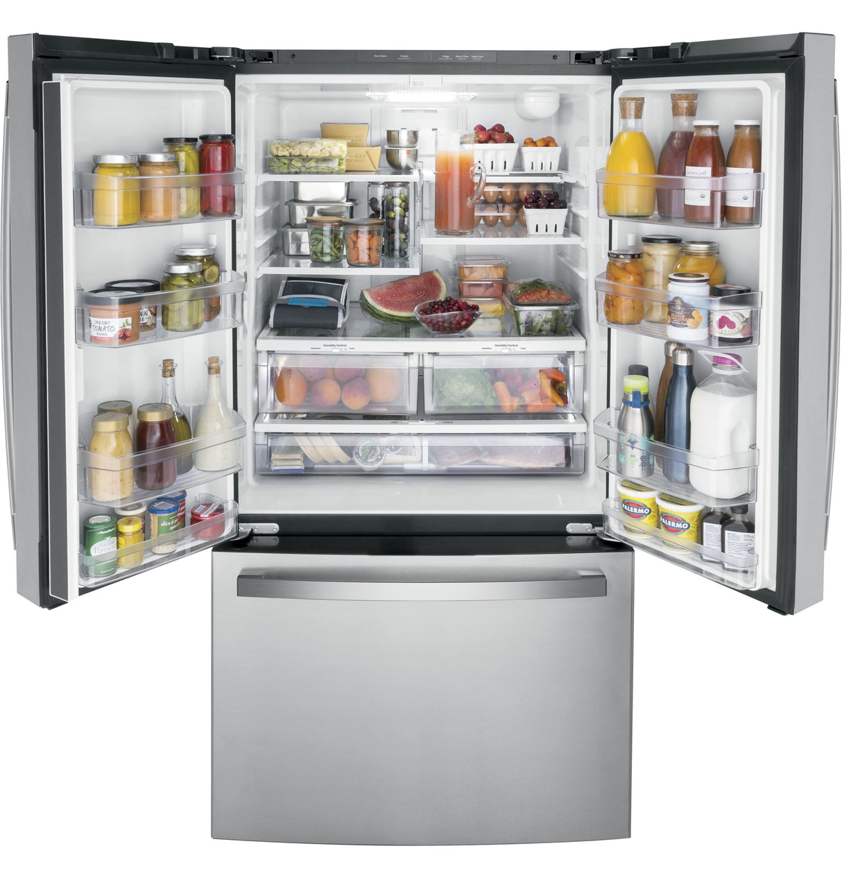 GE GNE27JYMFS - 36 in. 27 cu. ft. French Door Refrigerator with Internal Water Dispenser - Fingerprint Resistant Stainless