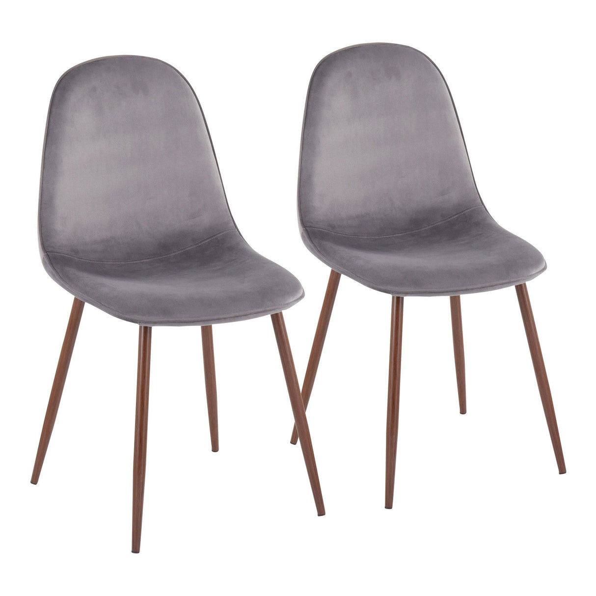 Pebble - Contemporary Chair (Set of 2) - Walnut Frame, Velvet