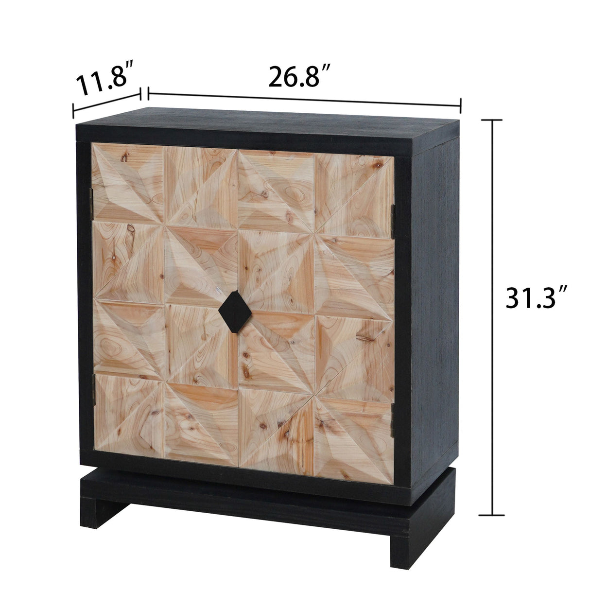 2 Door Accent Storage Cabinet With Diamond Handle - Black / Natural