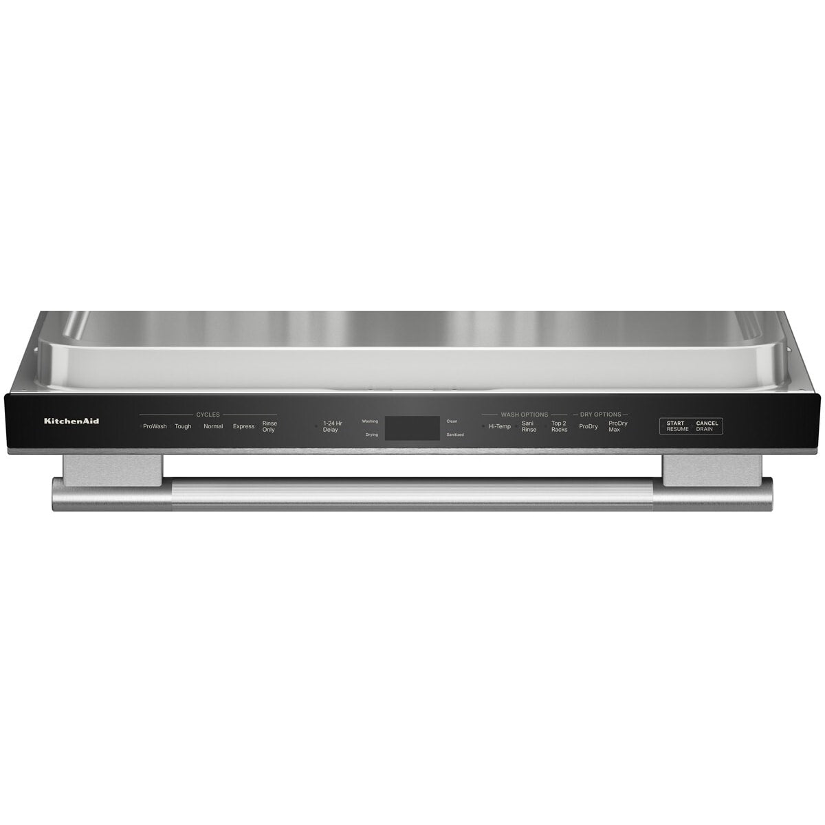 KitchenAid KDPS424SPS 24 in. Fully Integrated Built-In Dishwasher - top control console close-up | Varouj Appliances