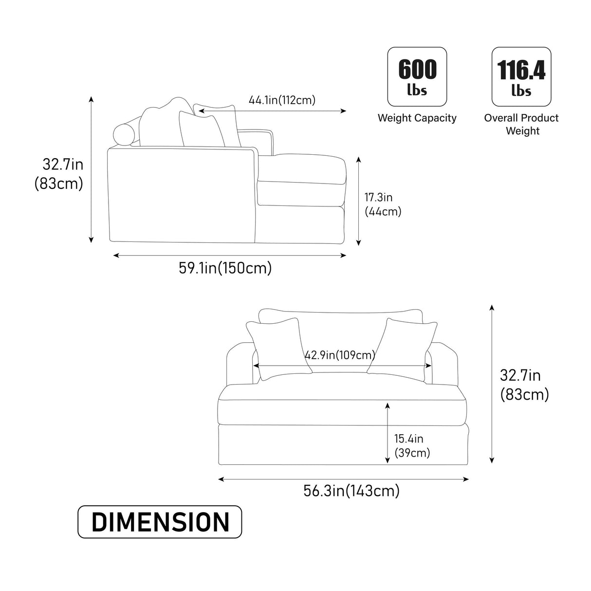 Modern Aesthetic Wide Sofa Bed