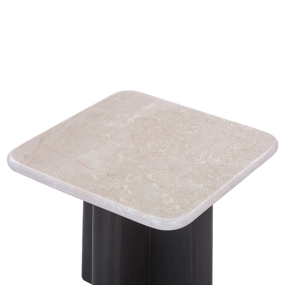 Jacory - End Table With Bottocino Marble Top - Beige / Espresso