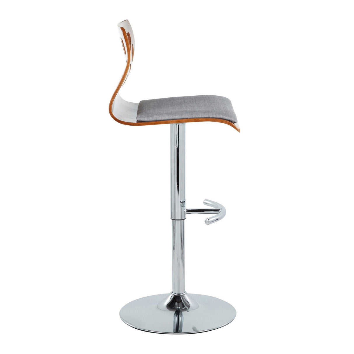 Folia - Adjustable Swivel Barstool (Set of 2) - Chrome Metal And Walnut Back