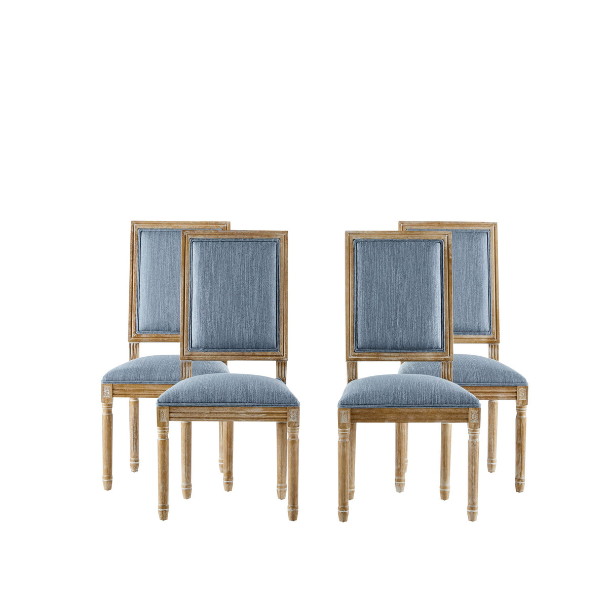 French Country Style Dining Chair With Upholstered Seating And Fluted Legs