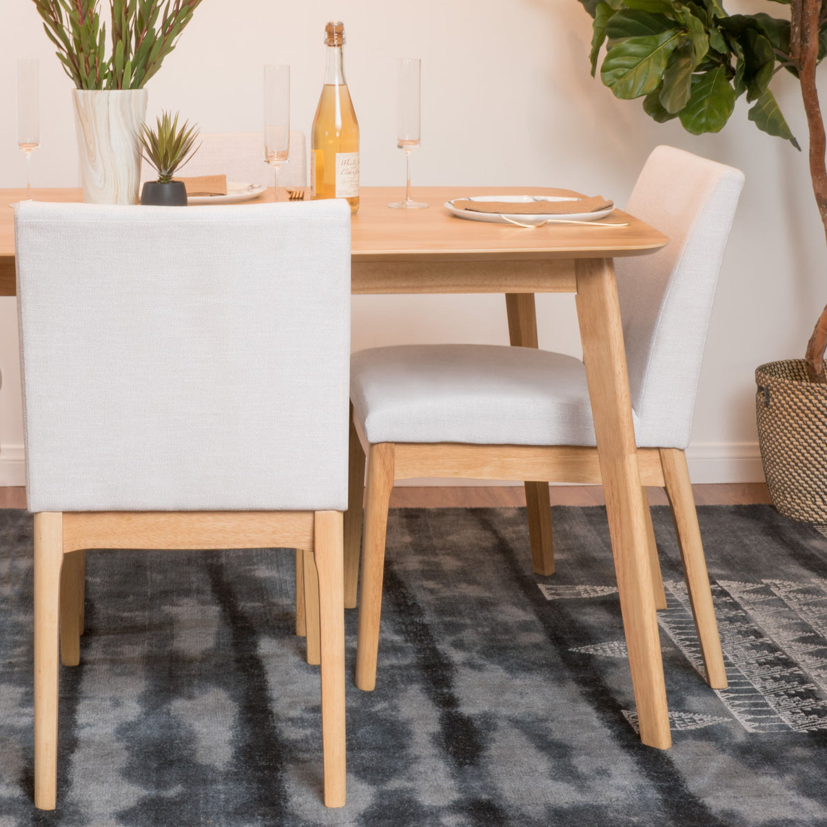 Contemporary Dining Chair SetWith Upholstered Fabric
